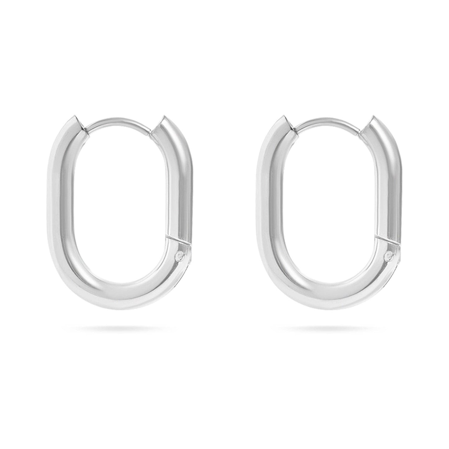 18K Gold PVD Stainless Steel Oval Huggie Earrings: Gold / 15mm