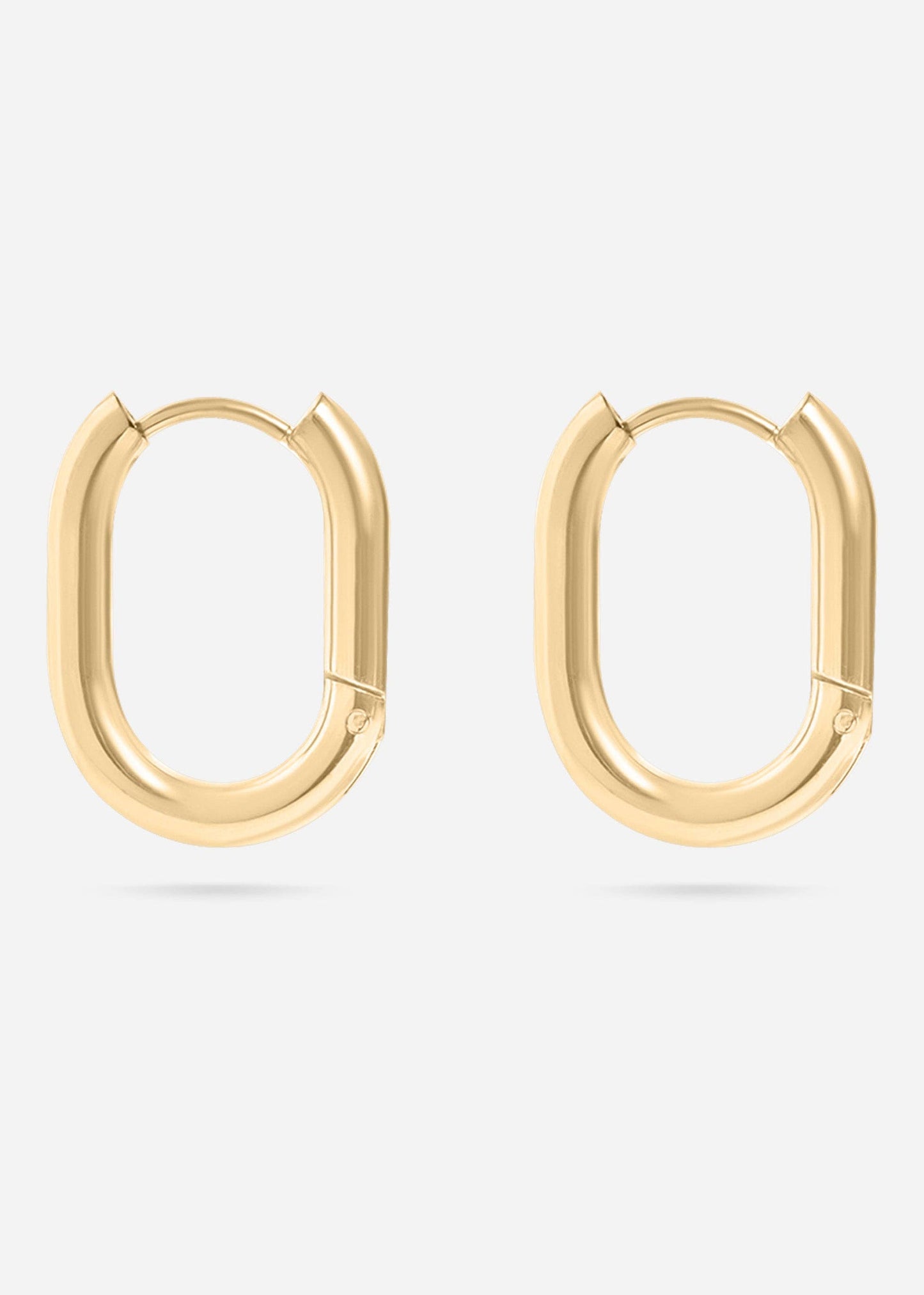 18K Gold PVD Stainless Steel Oval Huggie Earrings: Gold / 15mm