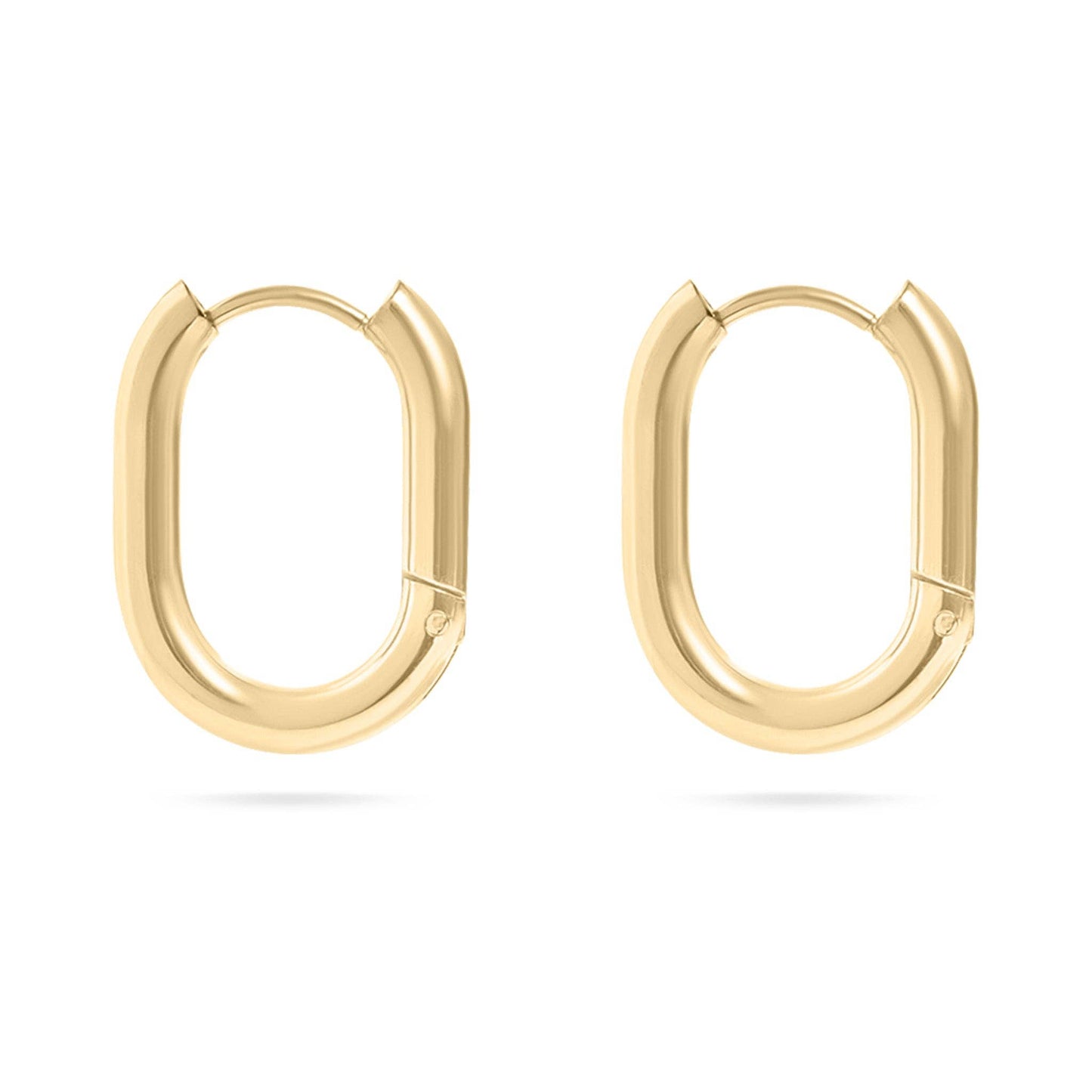 18K Gold PVD Stainless Steel Oval Huggie Earrings: Gold / 15mm